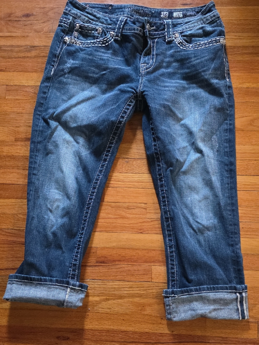 Miss Me Dark Blue Cropped Ankle Jeans